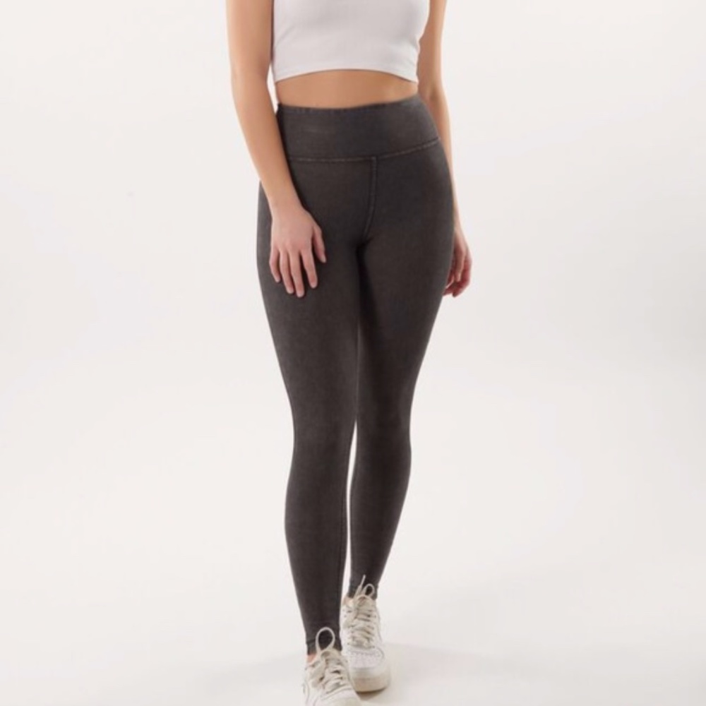 NWT High Waist Acid Wash Legging Grey - Picture 4 of 6